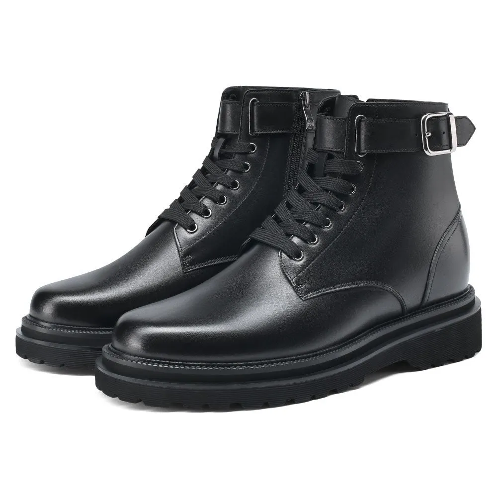 9 CM/3.54 Inches CMR CHAMARIPA Height Increasing Boots - Handcrafted Black Leather Men's Boots