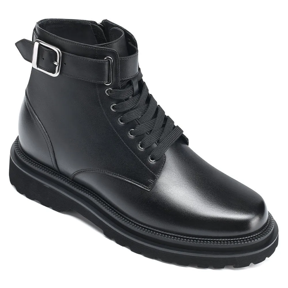 9 CM/3.54 Inches CMR CHAMARIPA Height Increasing Boots - Handcrafted Black Leather Men's Boots