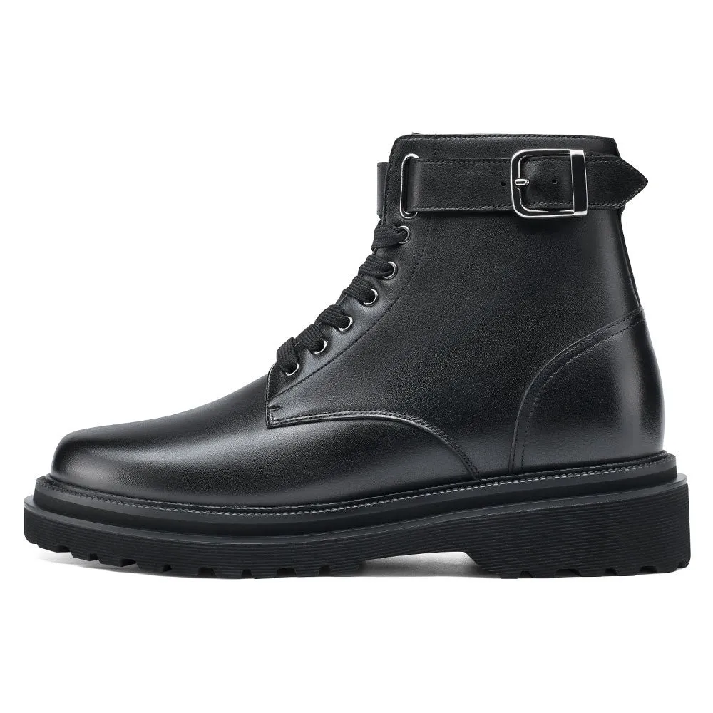 9 CM/3.54 Inches CMR CHAMARIPA Height Increasing Boots - Handcrafted Black Leather Men's Boots