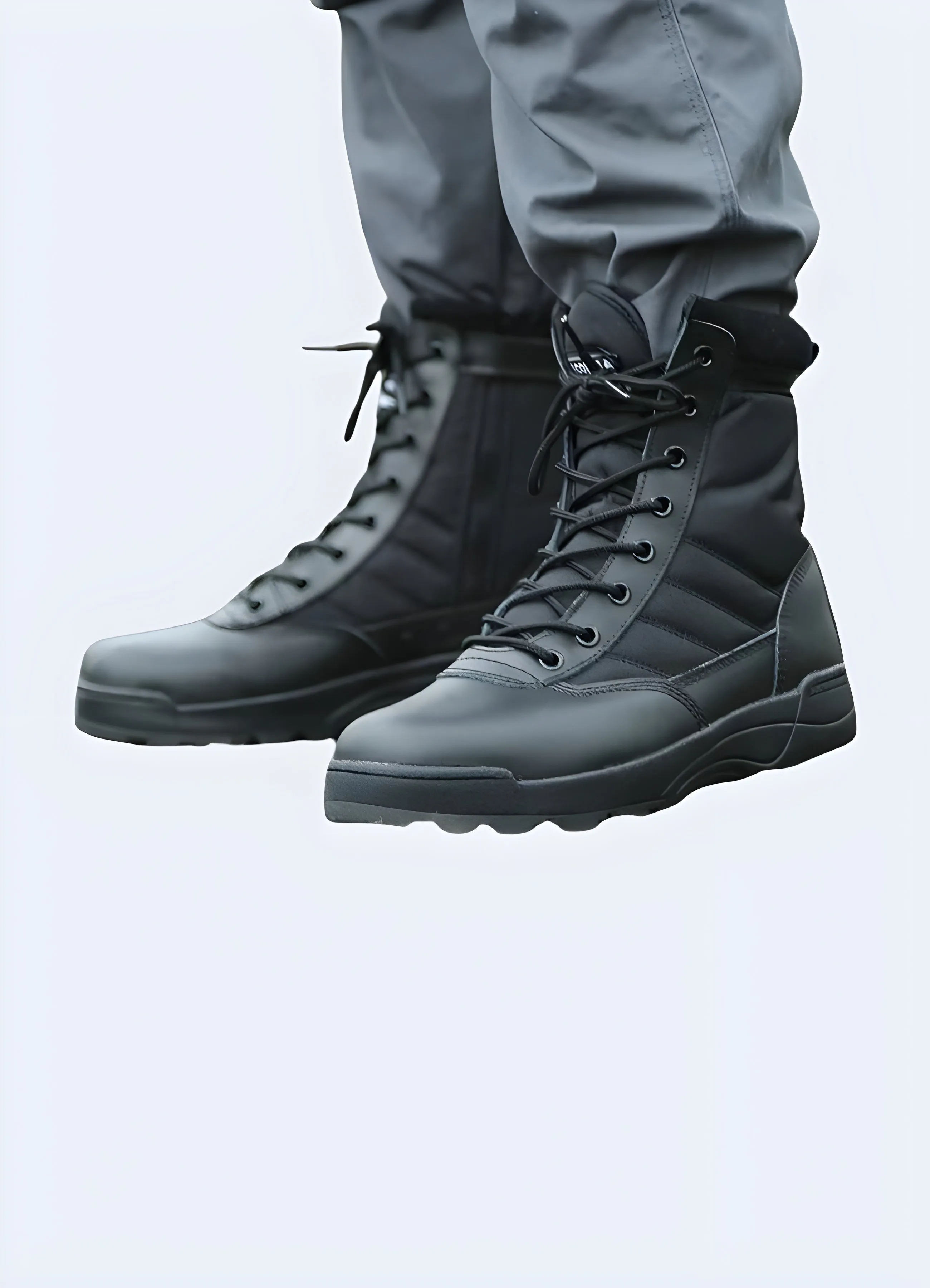 Black Tactical Side Zip Boots