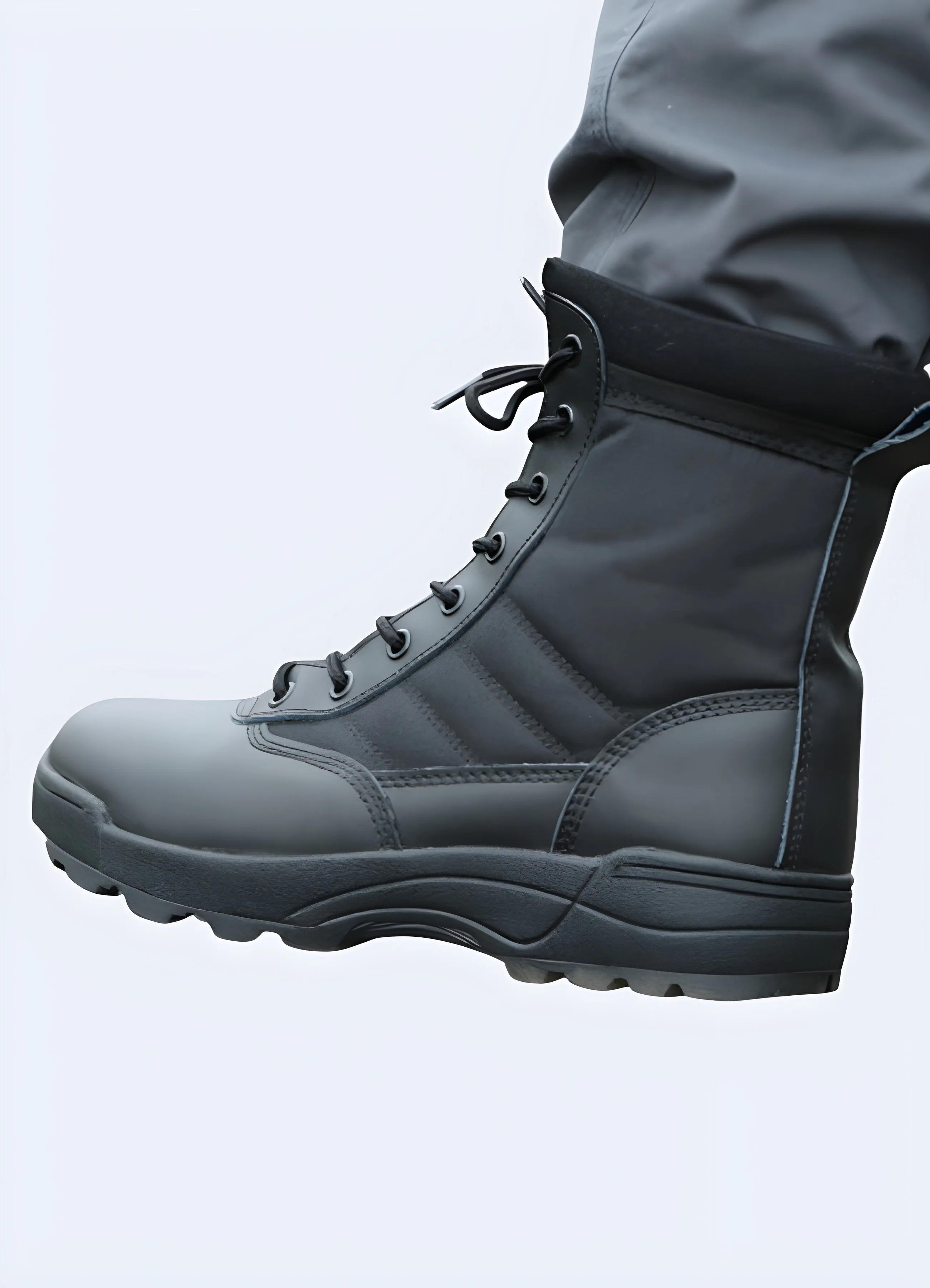 Black Tactical Side Zip Boots