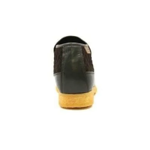 British Walkers Checkers Men's Brown Leather and Suede Slip Ons