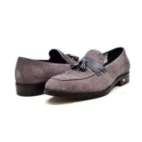 British Walkers Space Men's Gray Suede and Leather Sophisticated Crepe Sole Loafers