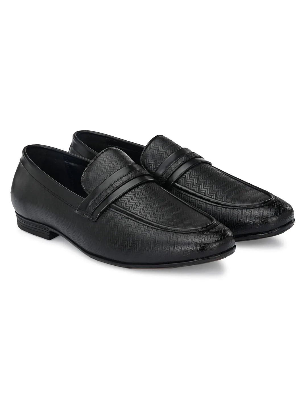 Capri Black Textured Slip-Ons