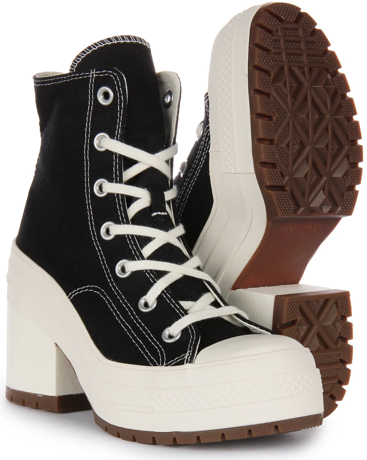 Converse A05347C Womens Lace Up Chuck 70 Heel In Black White