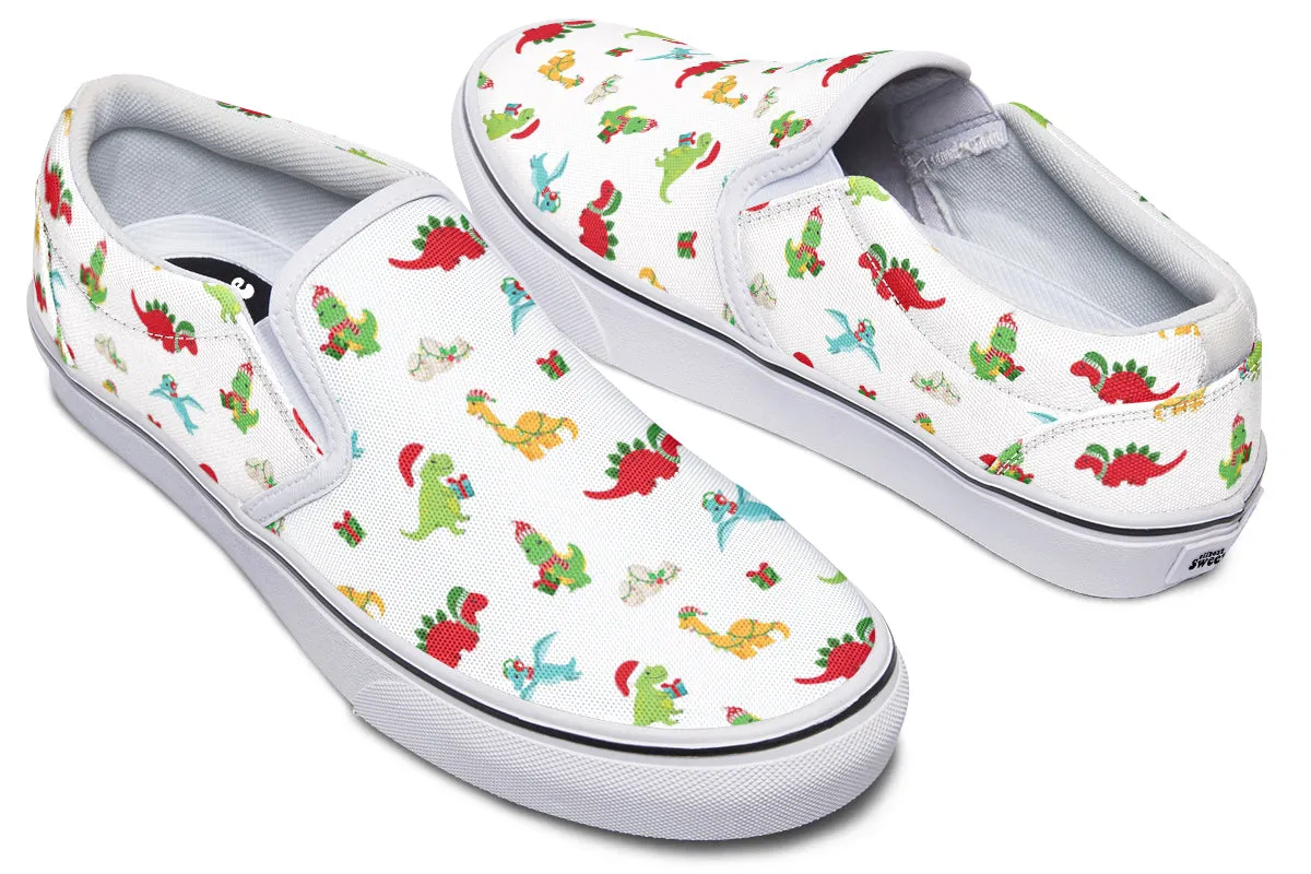 Dino Christmas Slip Ons