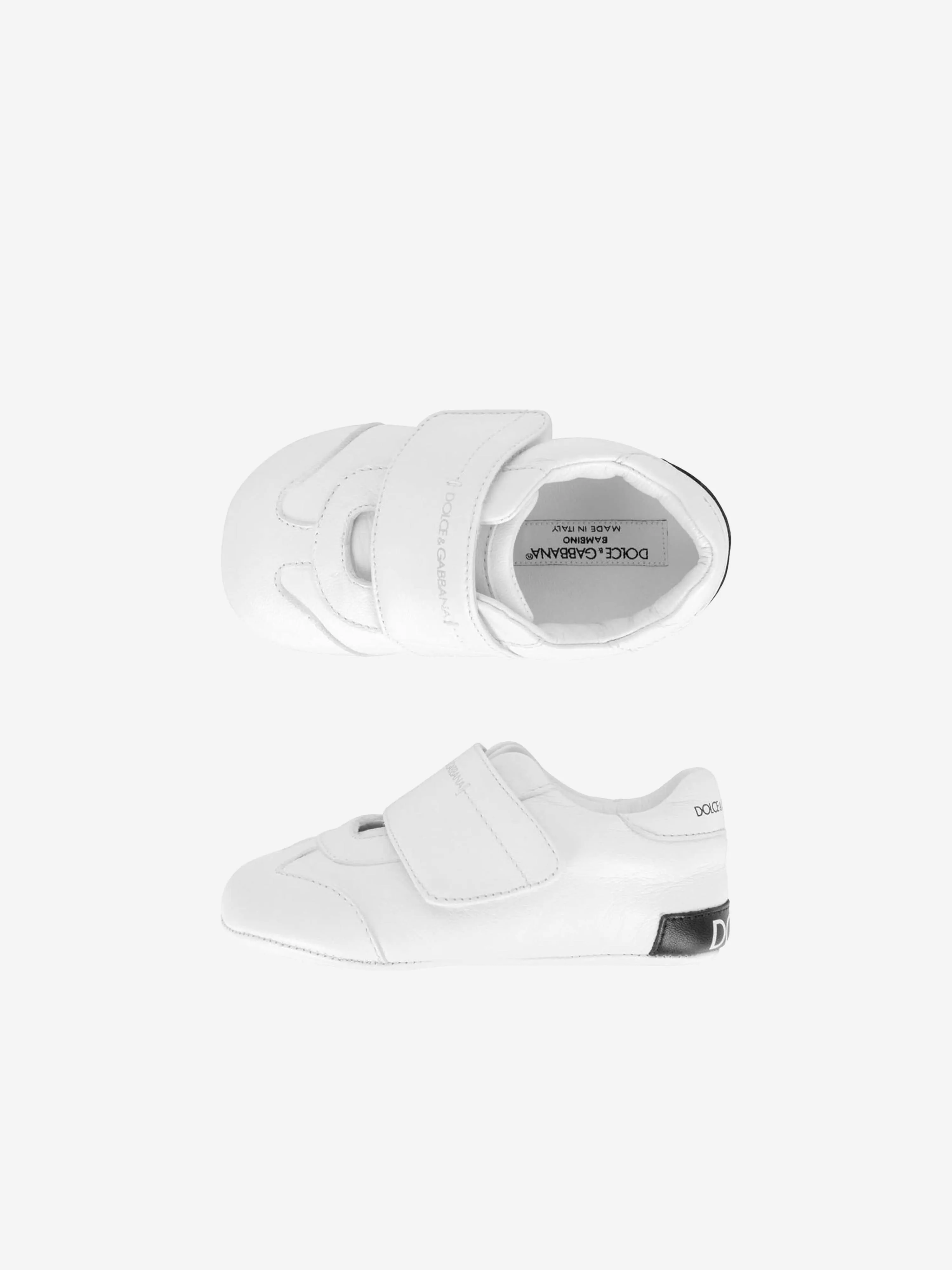 Dolce & Gabbana Baby Boys White Leather Pre-Walker Trainers