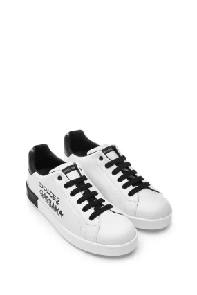 Dolce & Gabbana Girls Leather Logo Lace Up Trainers