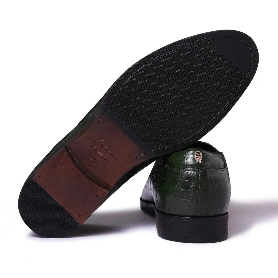 Elliot- Green Croco Signature Slipons