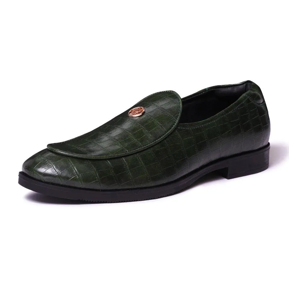 Elliot- Green Croco Signature Slipons