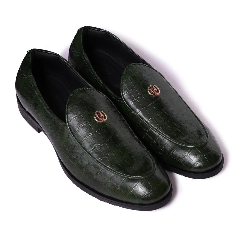 Elliot- Green Croco Signature Slipons