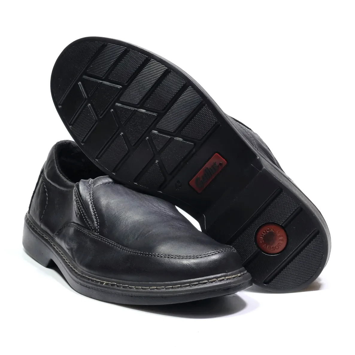 Gallus Formal Slip Ons Leather Black Colour For Men