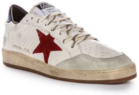 Golden Goose Ball Star In Wht Blu Red For Men