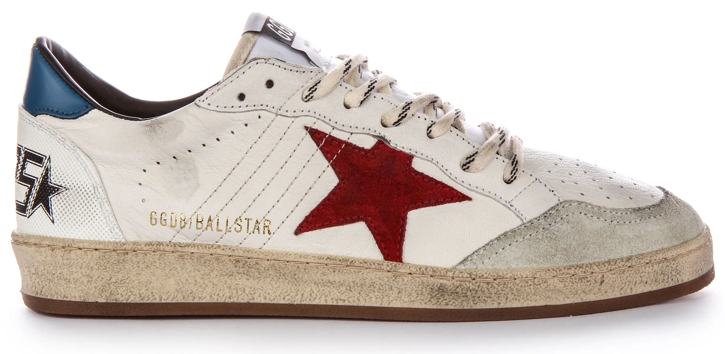 Golden Goose Ball Star In Wht Blu Red For Men