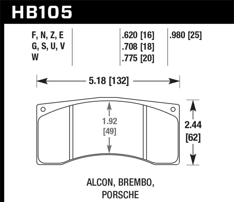 Hawk HP  Sport Brake Pads - Alcon B Caliber - HB105N.620