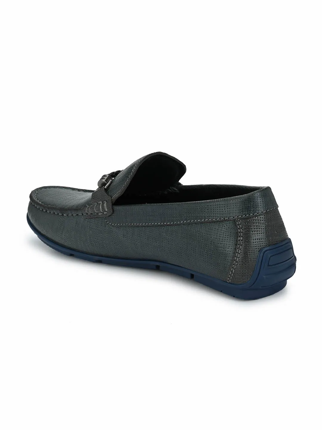 HITZ8304 Men's Blue Leather Casual Slip-On Shoes