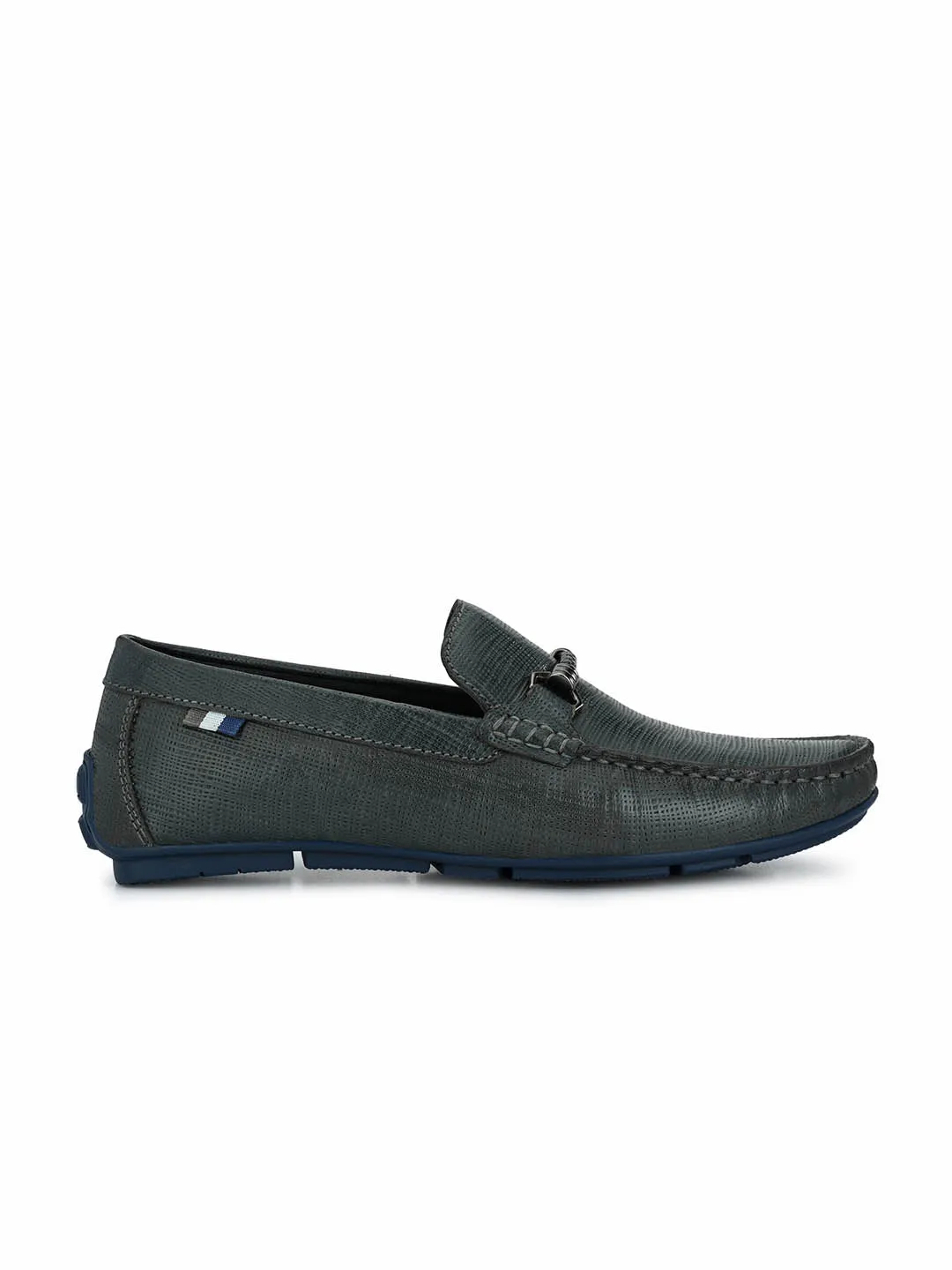 HITZ8304 Men's Blue Leather Casual Slip-On Shoes