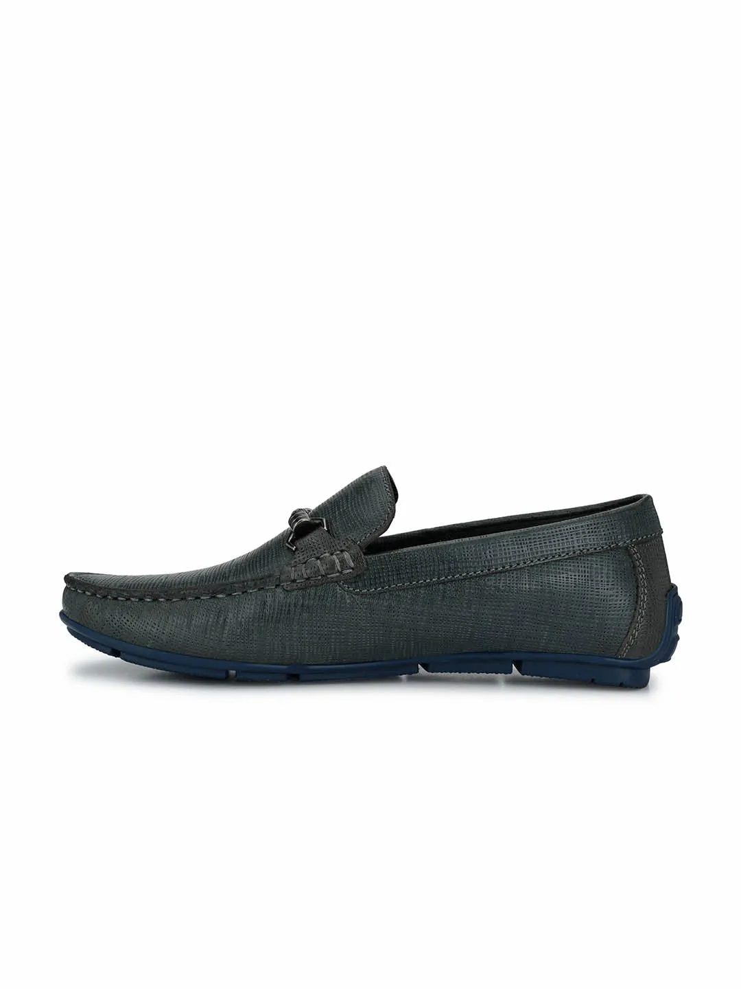 HITZ8304 Men's Blue Leather Casual Slip-On Shoes