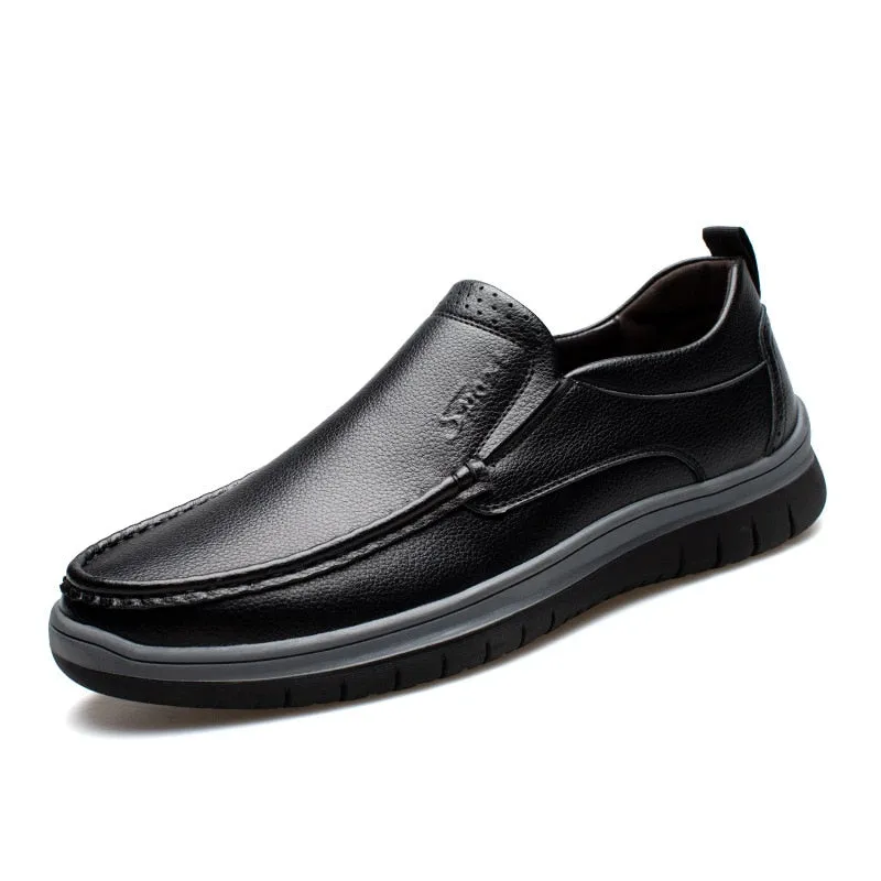 Hnzxzm 100% Genuine Leather Shoes Men Loafers Slip-on Men Casual Shoes Fashion Brand Male Footwear