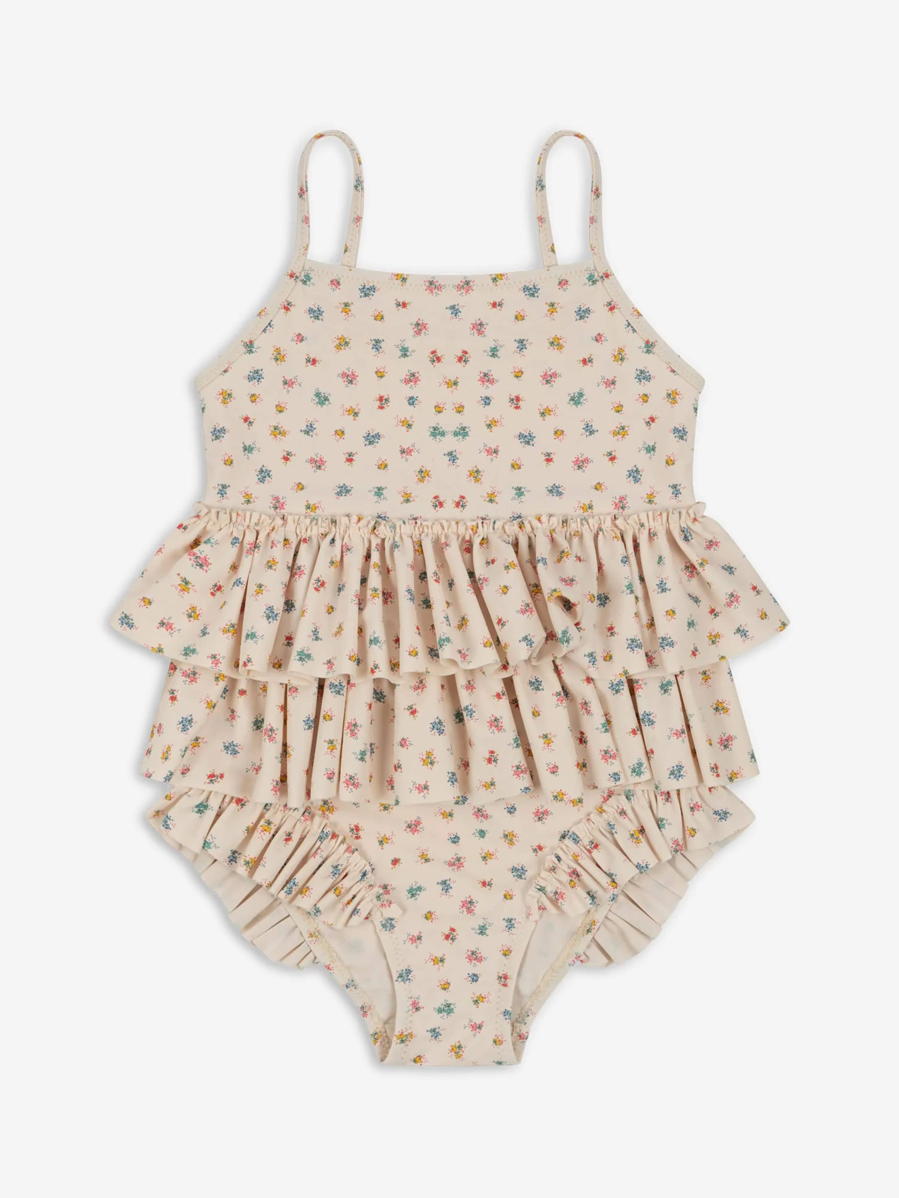 Konges Sløjd Girls Bloomie Sprinkle Manuca Frill Swimsuit in Beige