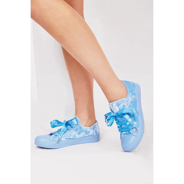 Malika Velour Ribbon Lace-Up Trainers