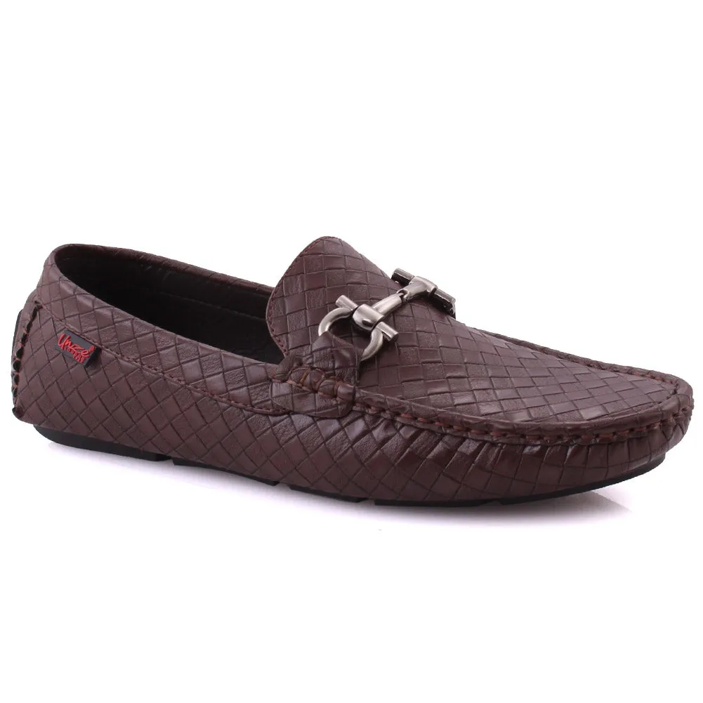 Men's “NEIL” Metallic Buckle Accented Casual Dinner Penny Loafers