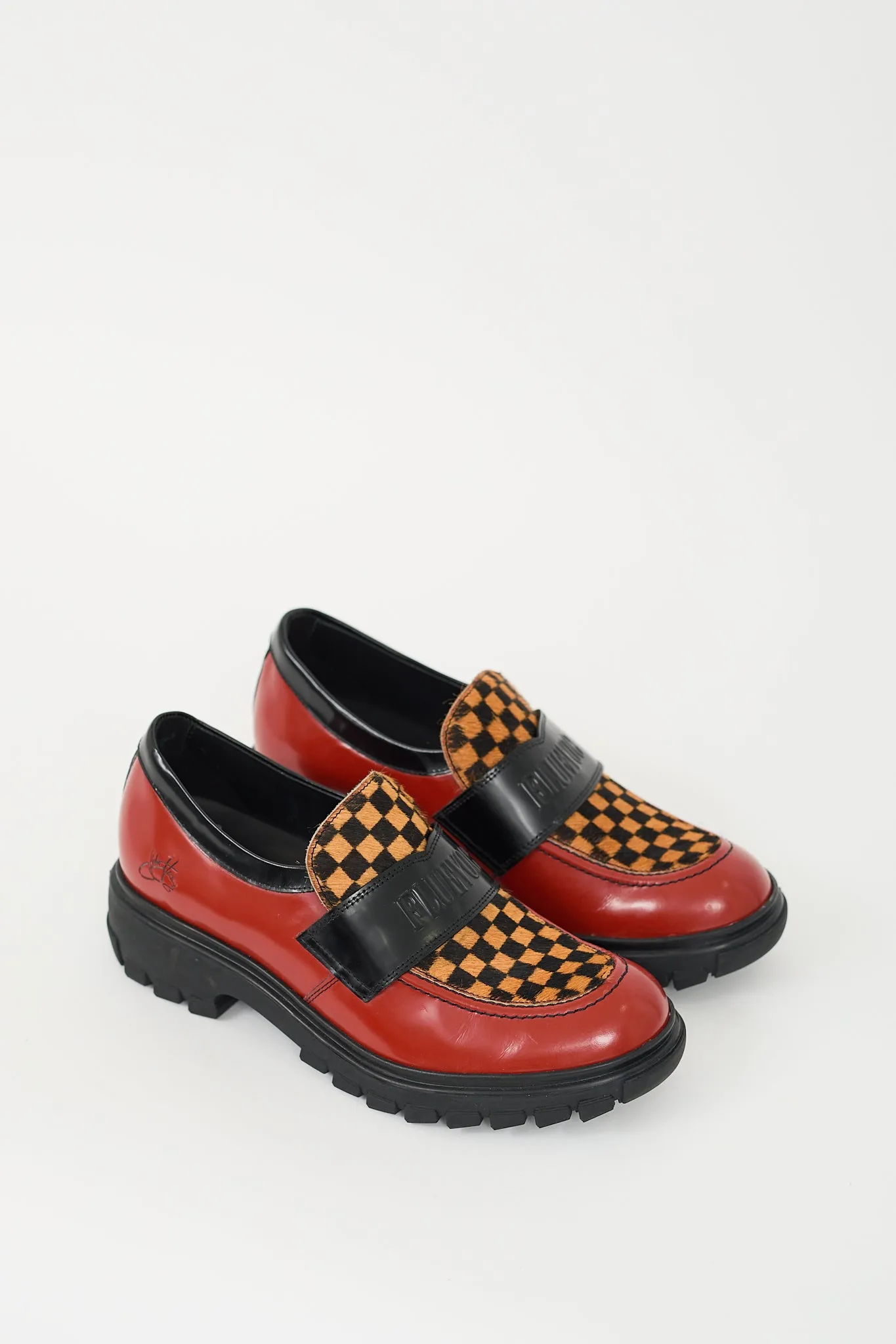 Red Leather & Multi Hair Linggo Loafer