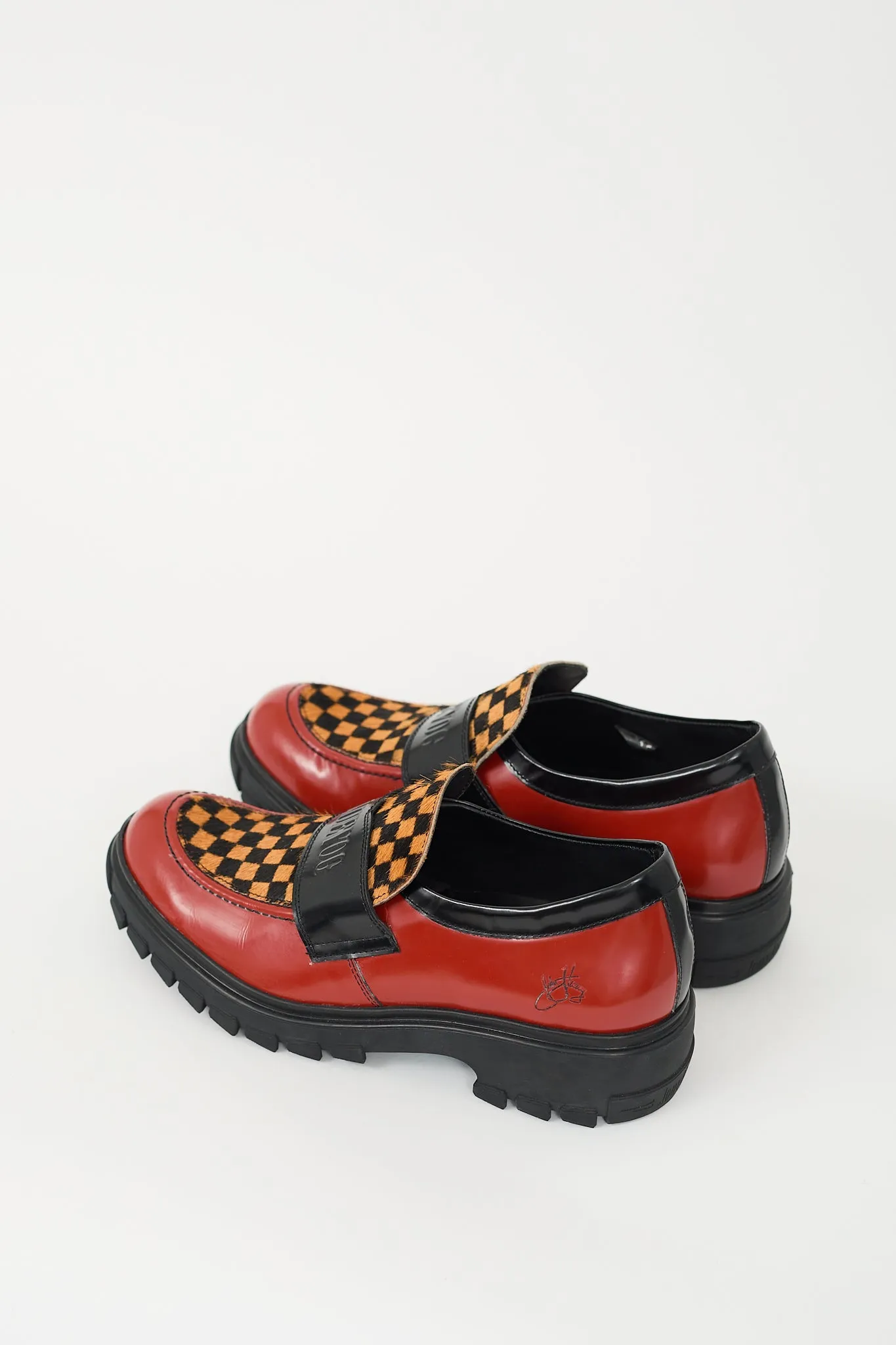 Red Leather & Multi Hair Linggo Loafer