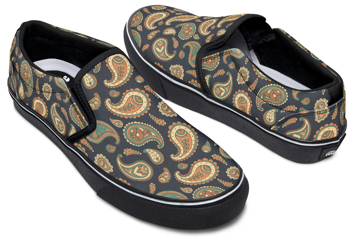 Retro Paisley Slip Ons