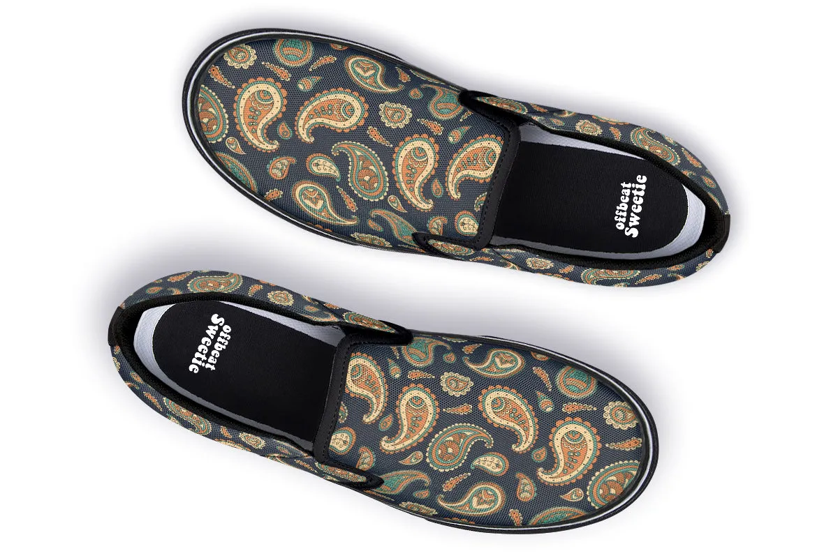 Retro Paisley Slip Ons