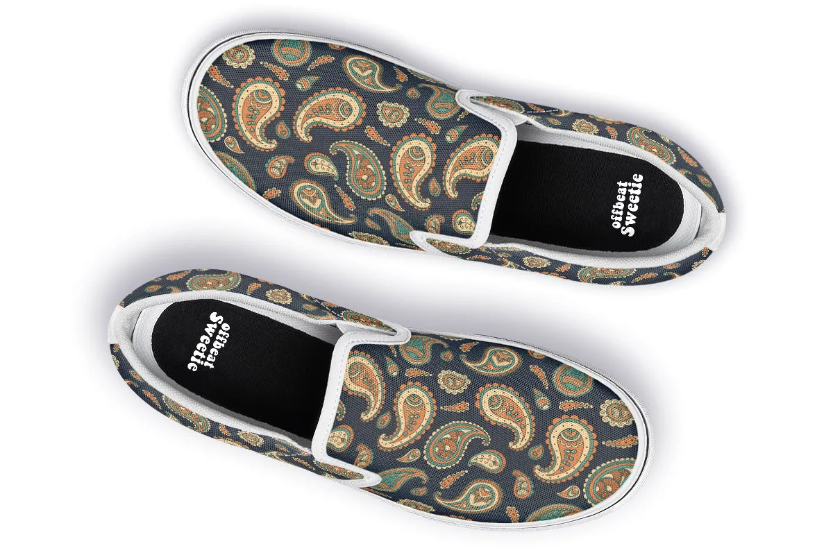 Retro Paisley Slip Ons