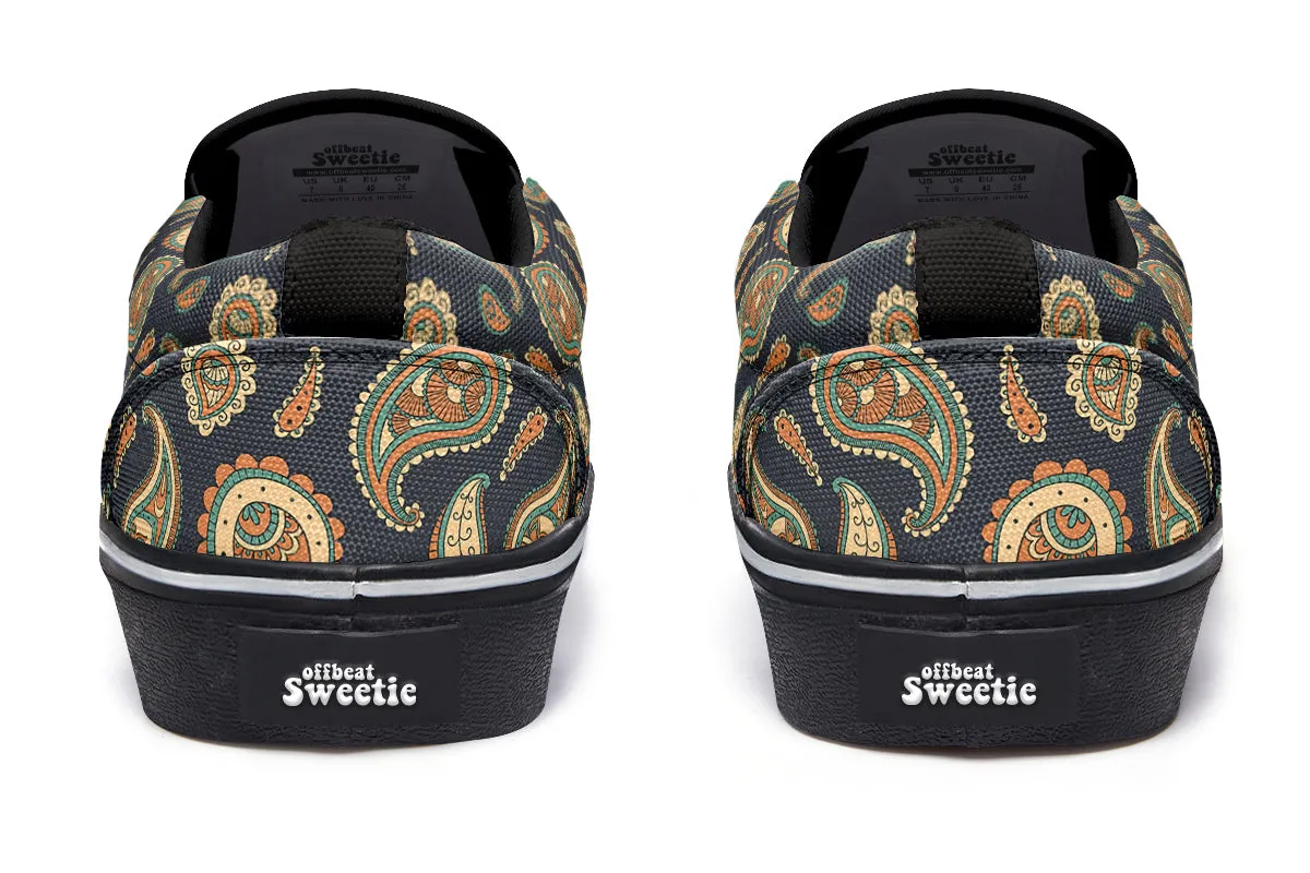 Retro Paisley Slip Ons