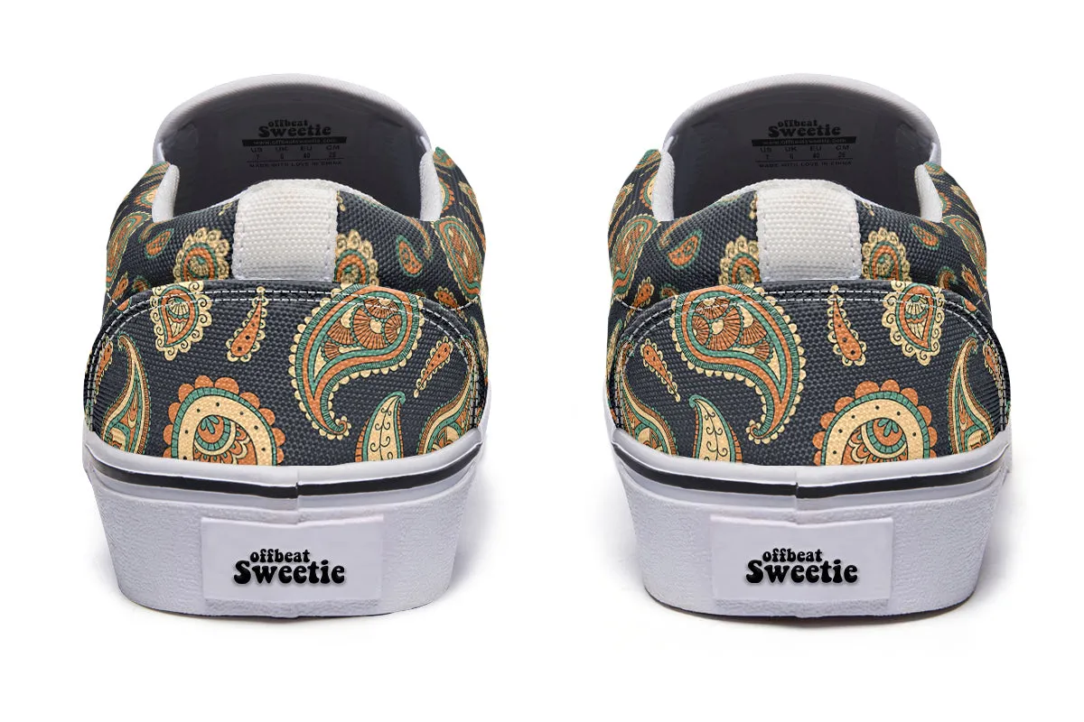 Retro Paisley Slip Ons