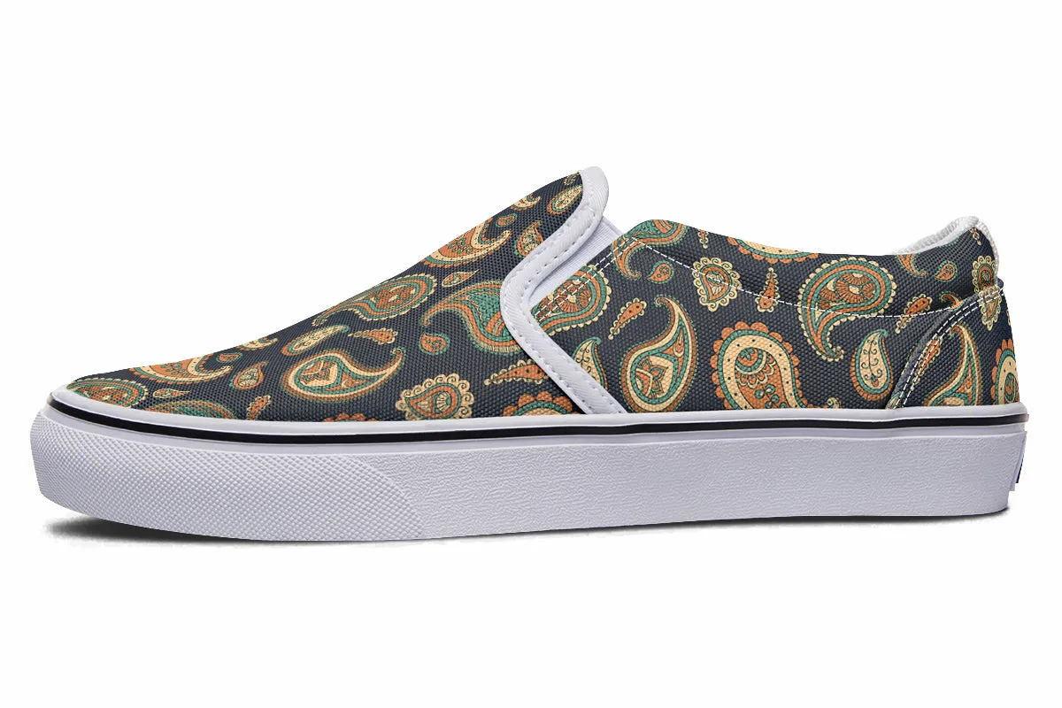 Retro Paisley Slip Ons