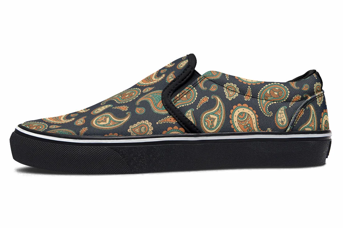 Retro Paisley Slip Ons