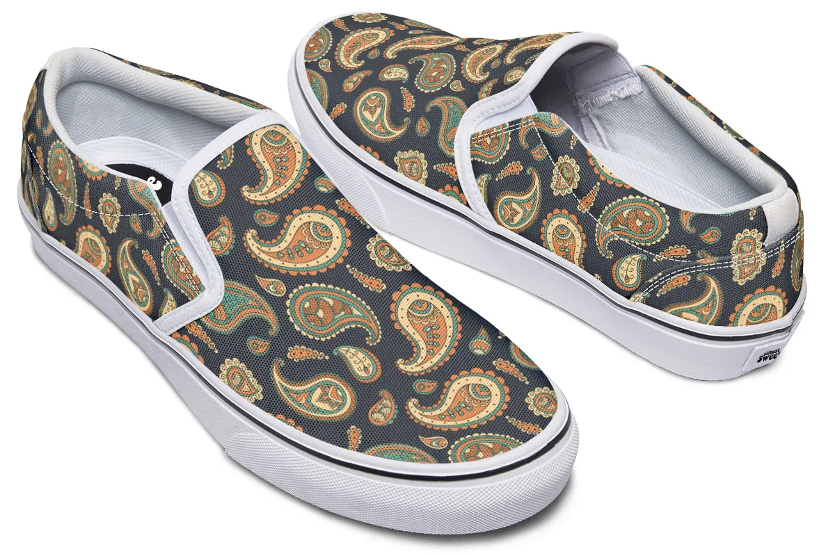 Retro Paisley Slip Ons