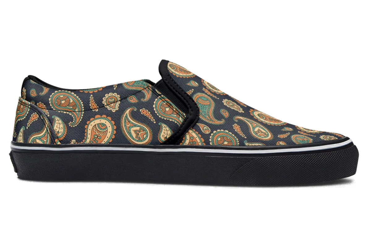 Retro Paisley Slip Ons