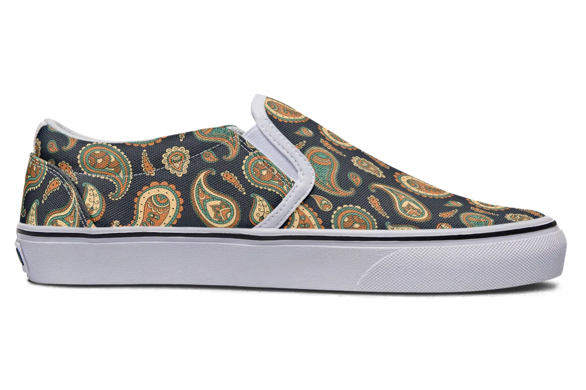 Retro Paisley Slip Ons