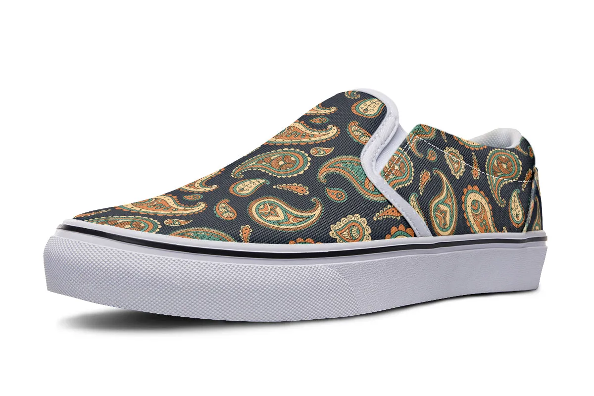 Retro Paisley Slip Ons