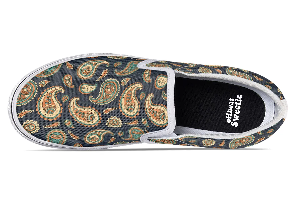 Retro Paisley Slip Ons