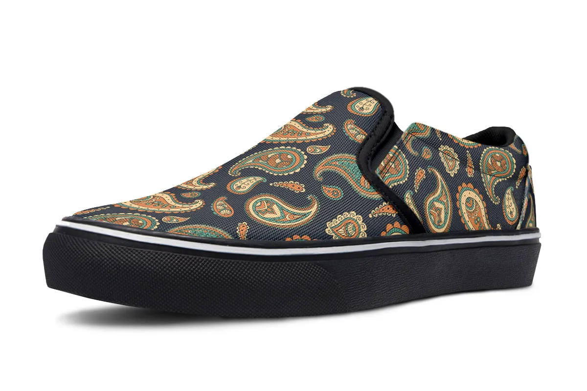 Retro Paisley Slip Ons