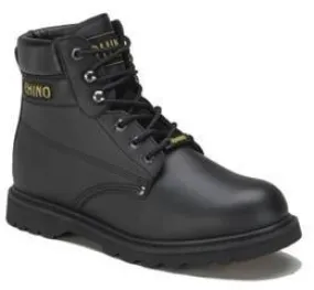 Rhino 60C21 Men's 6" Leather Plain Toe Work Boots - Black