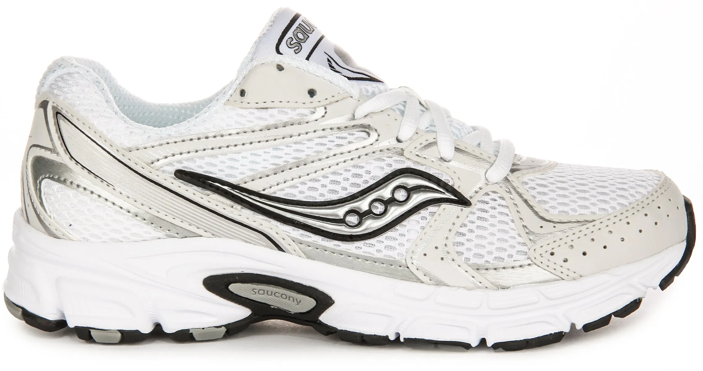 Saucony G Ride Millennium In White Silver