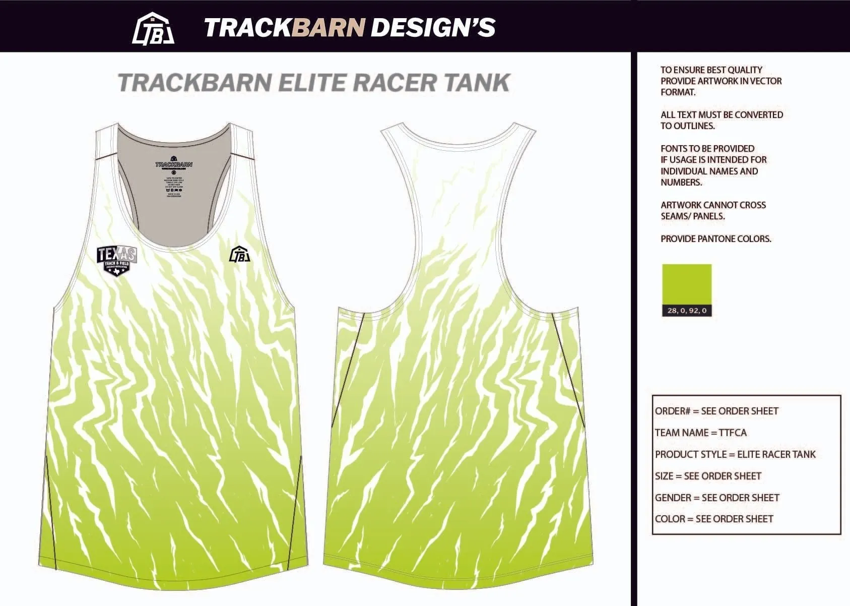 TTFCA-- Womens Track Singlet