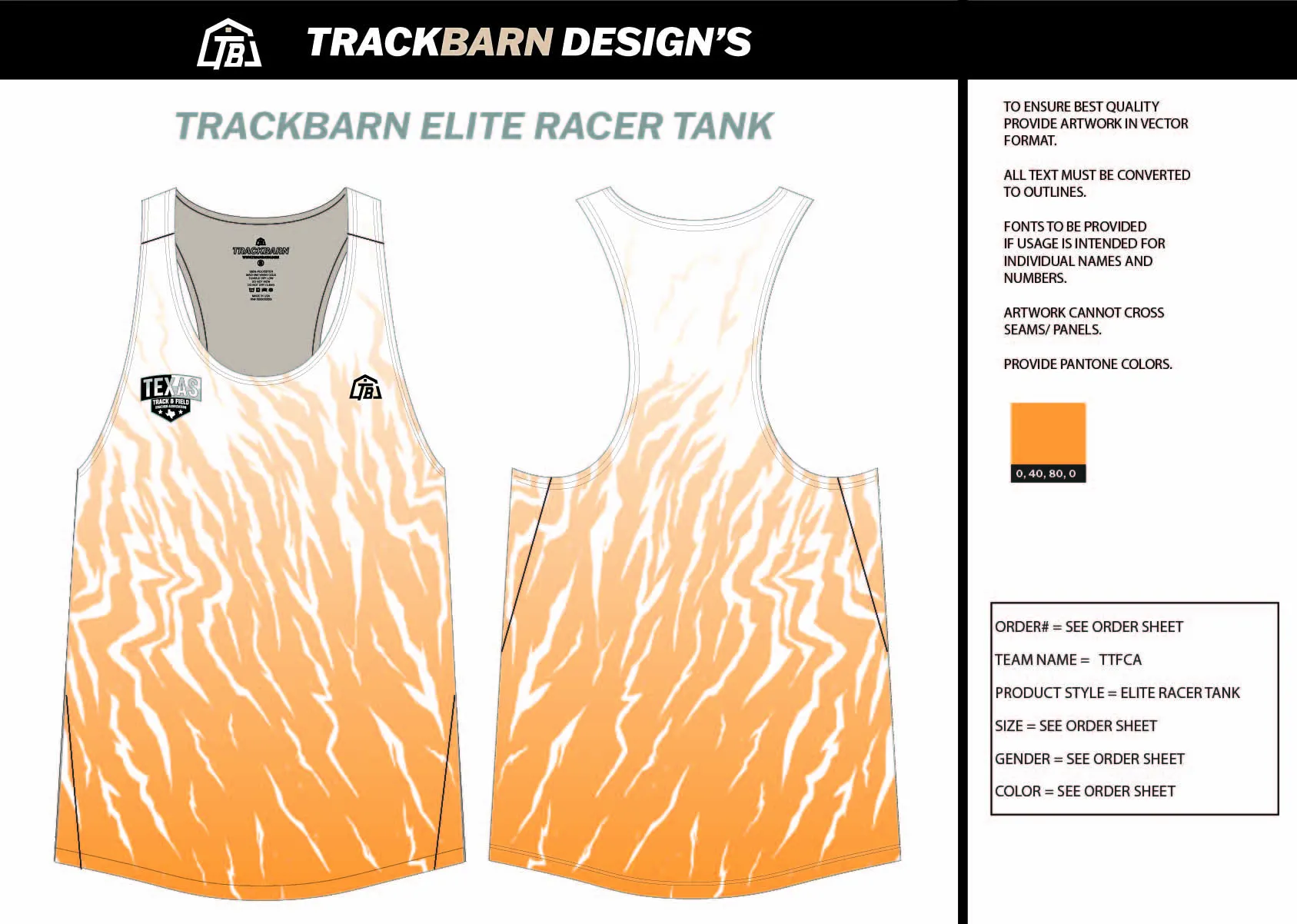 TTFCA-- Womens Track Singlet