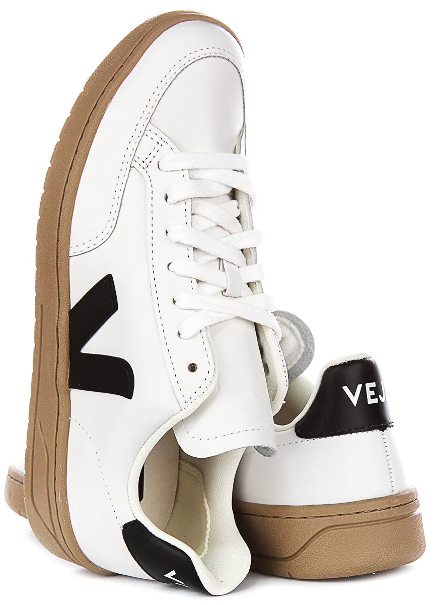 Veja V-12 Leather In White Black For Men