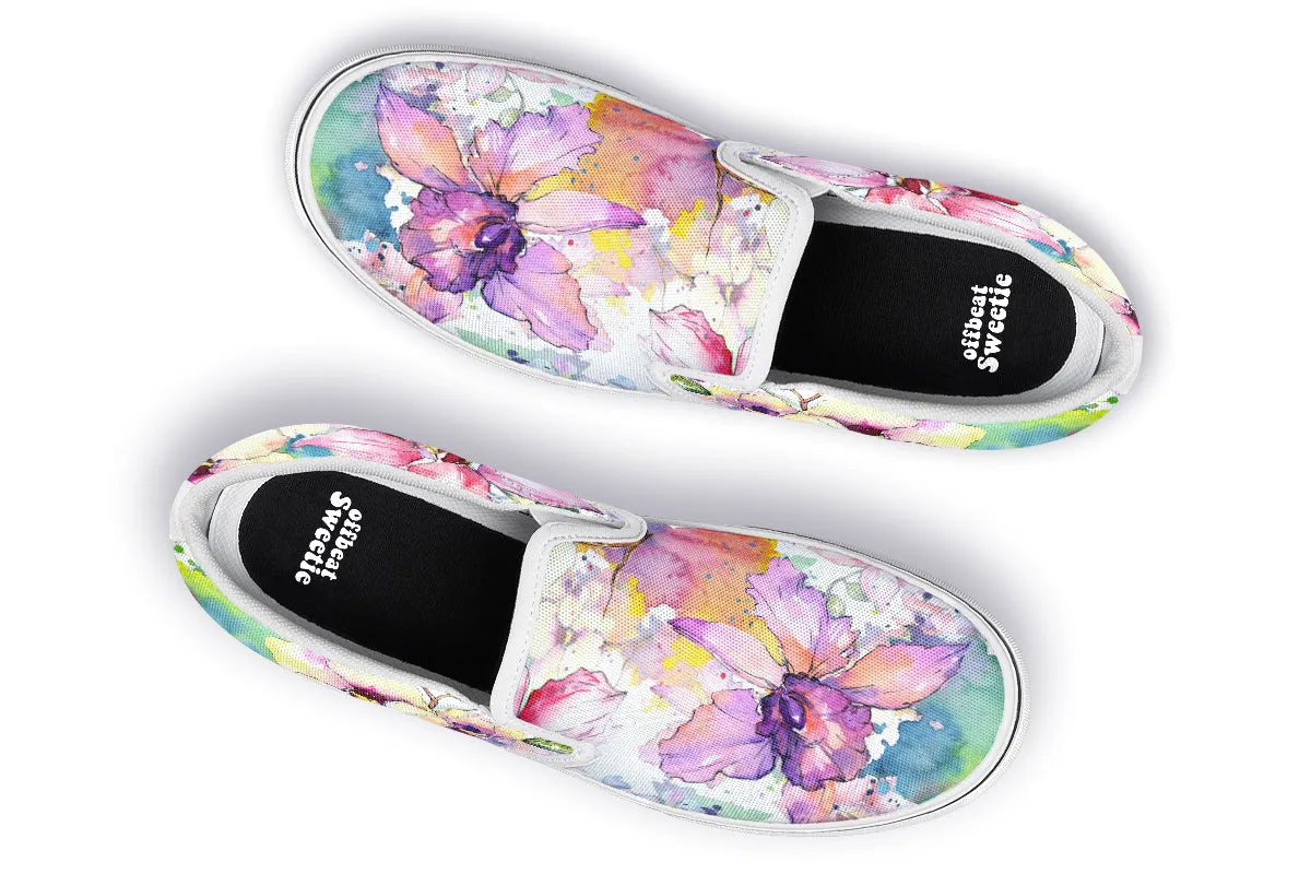 Watercolour Flowers Slip Ons