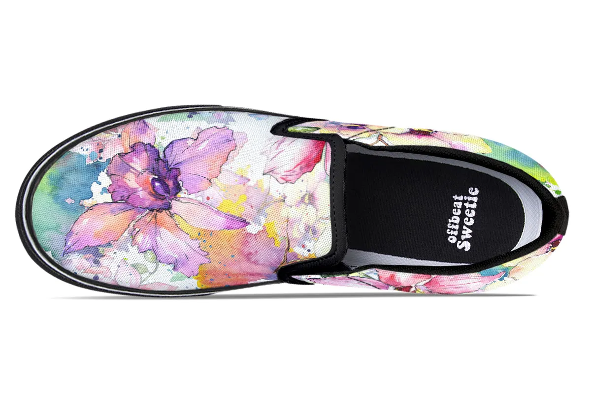 Watercolour Flowers Slip Ons