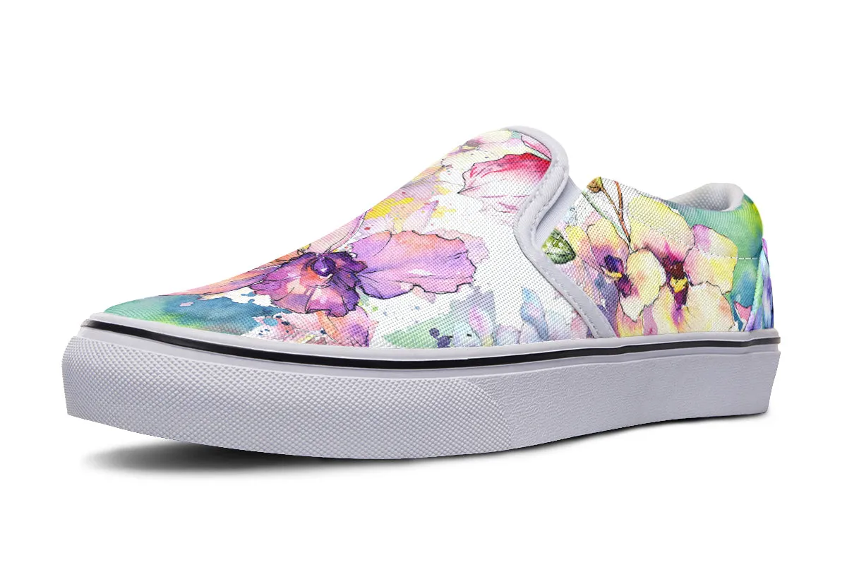 Watercolour Flowers Slip Ons