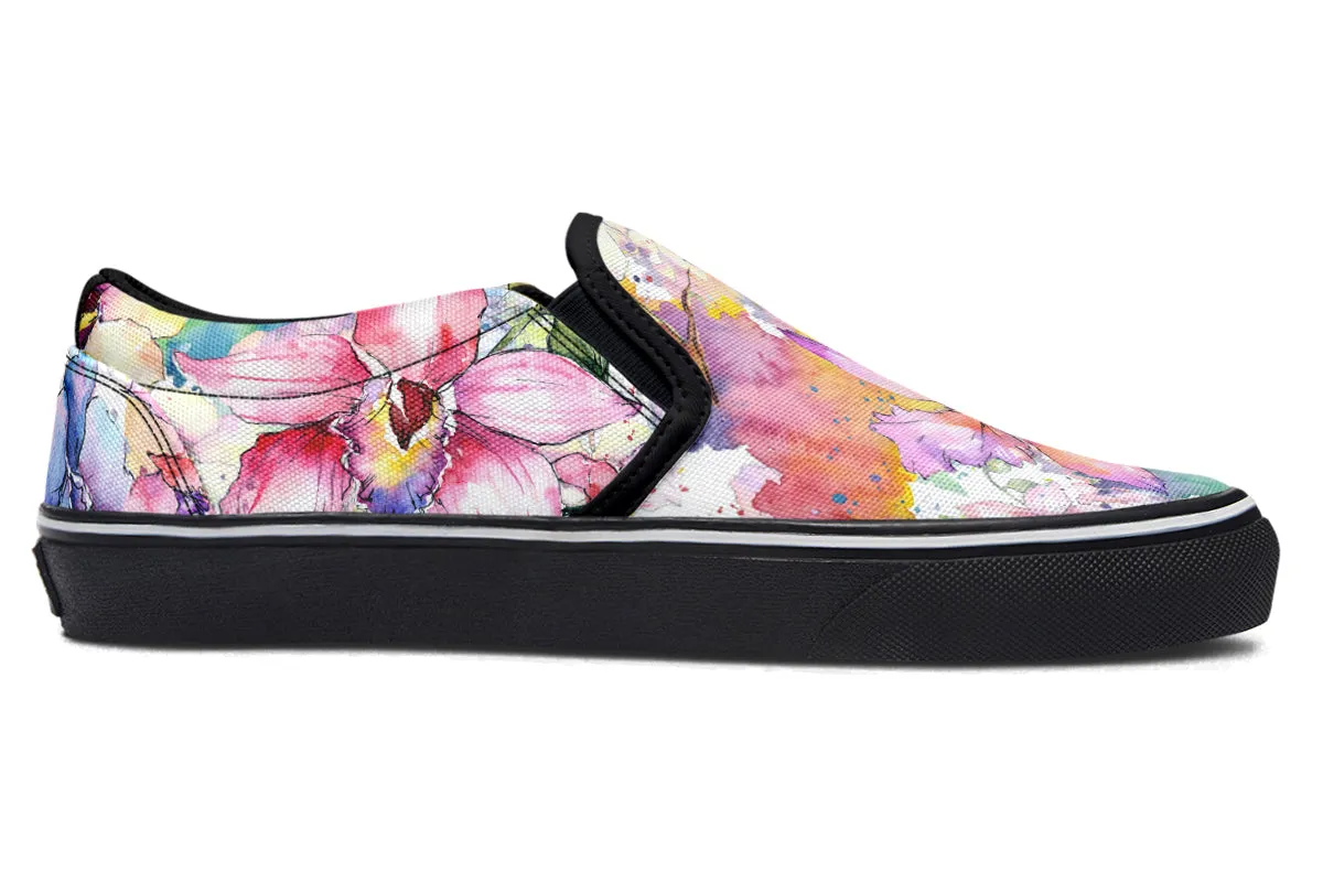 Watercolour Flowers Slip Ons